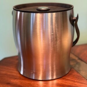 Stainless Steel Ice Bucket with Handle - Brushed Silver